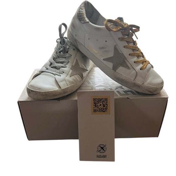 Golden Goose Superstar Mix Match EU 40 US 10 Silver Gold Laces Sequin Backstay - Picture 1 of 13